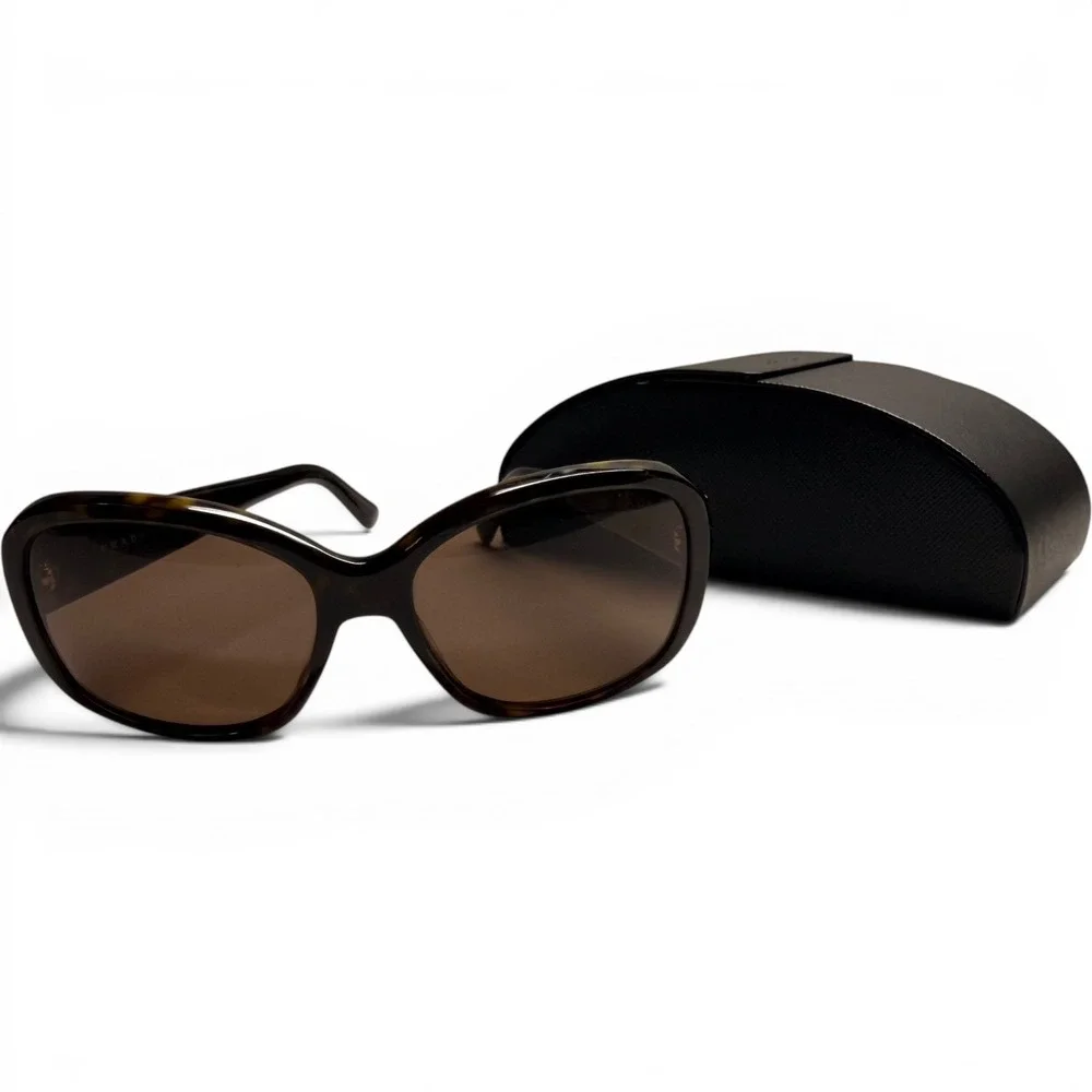 Prada Butterfly Sunglasses Tortoise Brown Gradient Lens Milano Logo Italy Case